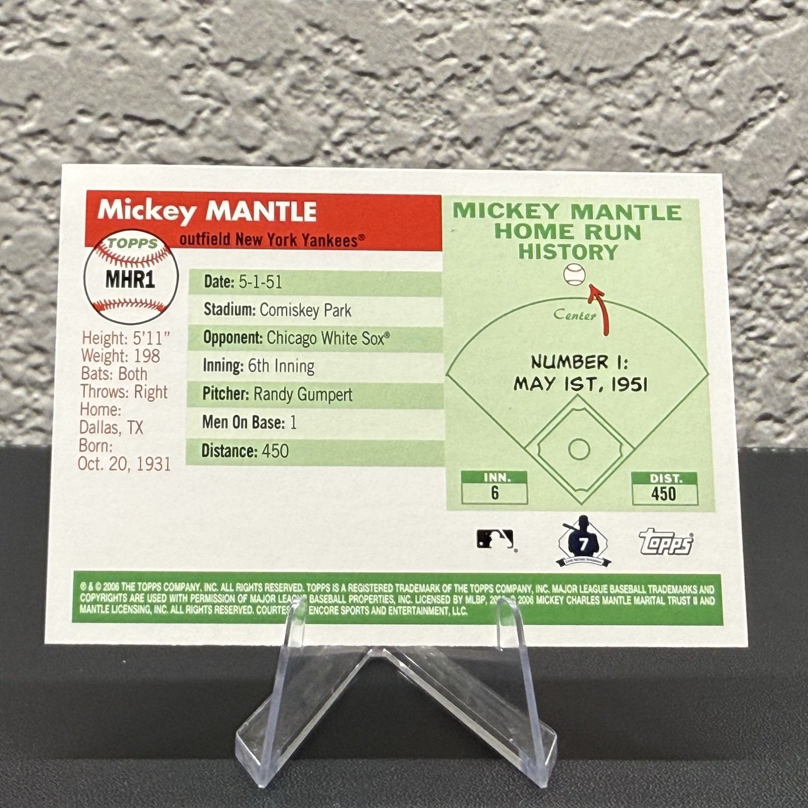 2006 Topps Mickey Mantle Home Run History #MHR1 Yankees