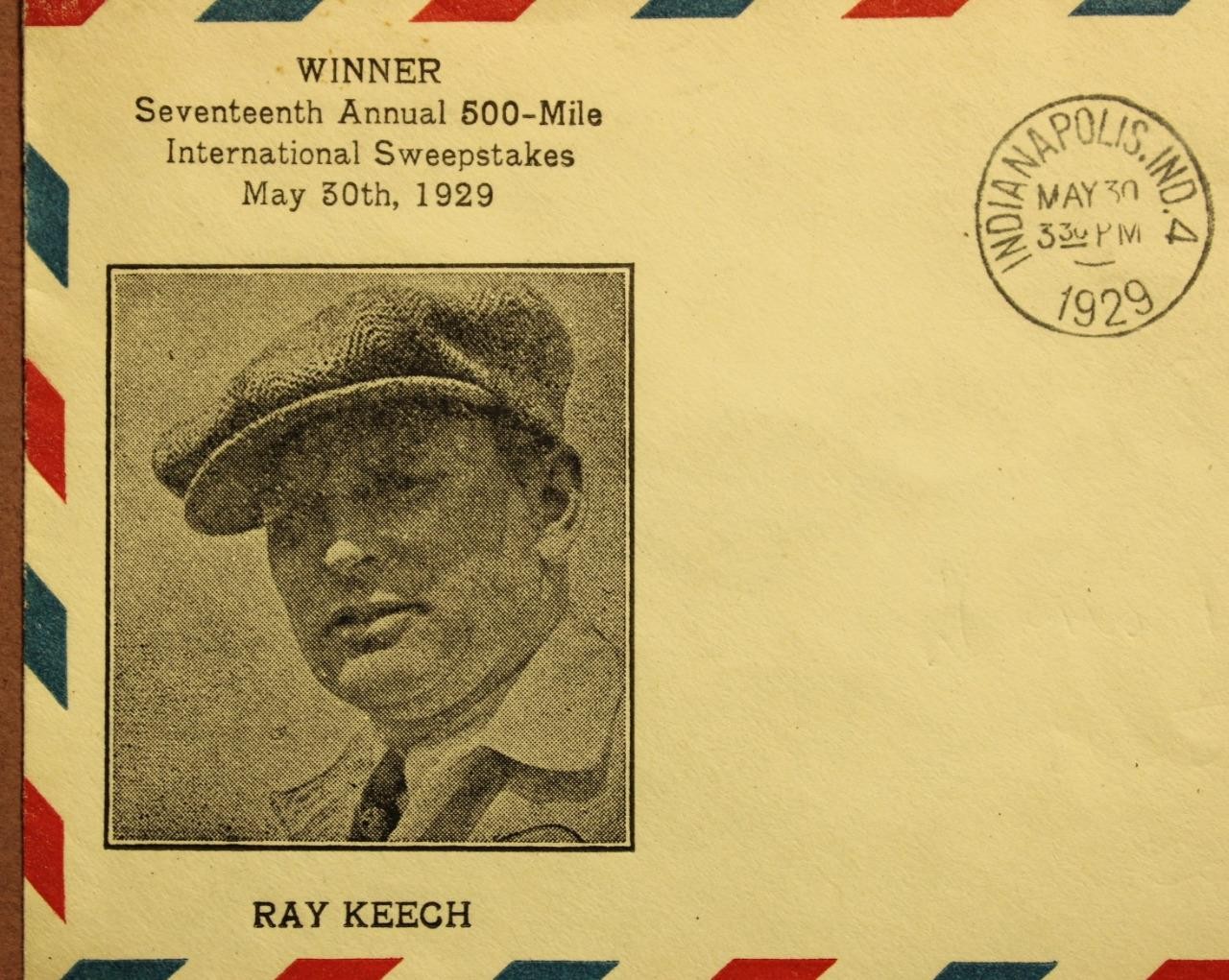 1929 Indy 500 Winner Ray Keech Ad Cover Canceled May 30, 1929 bok1S1