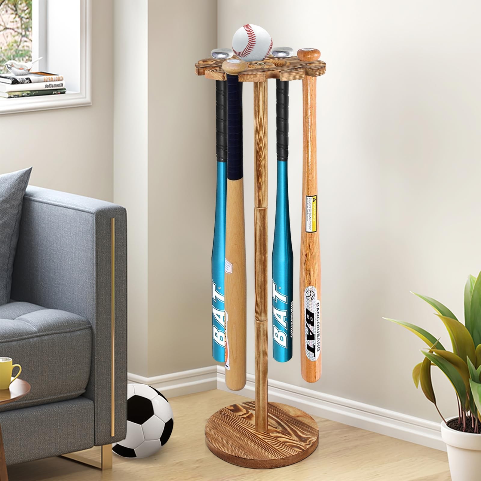BEARUT Baseball Bat Holder and Ball Display Shelf Baseball Bat Stand Shelf Ra…