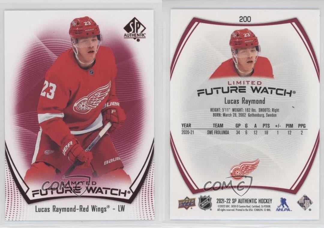 2021-22 SP Authentic Future Watch Limited Red Lucas Raymond #200 14sr