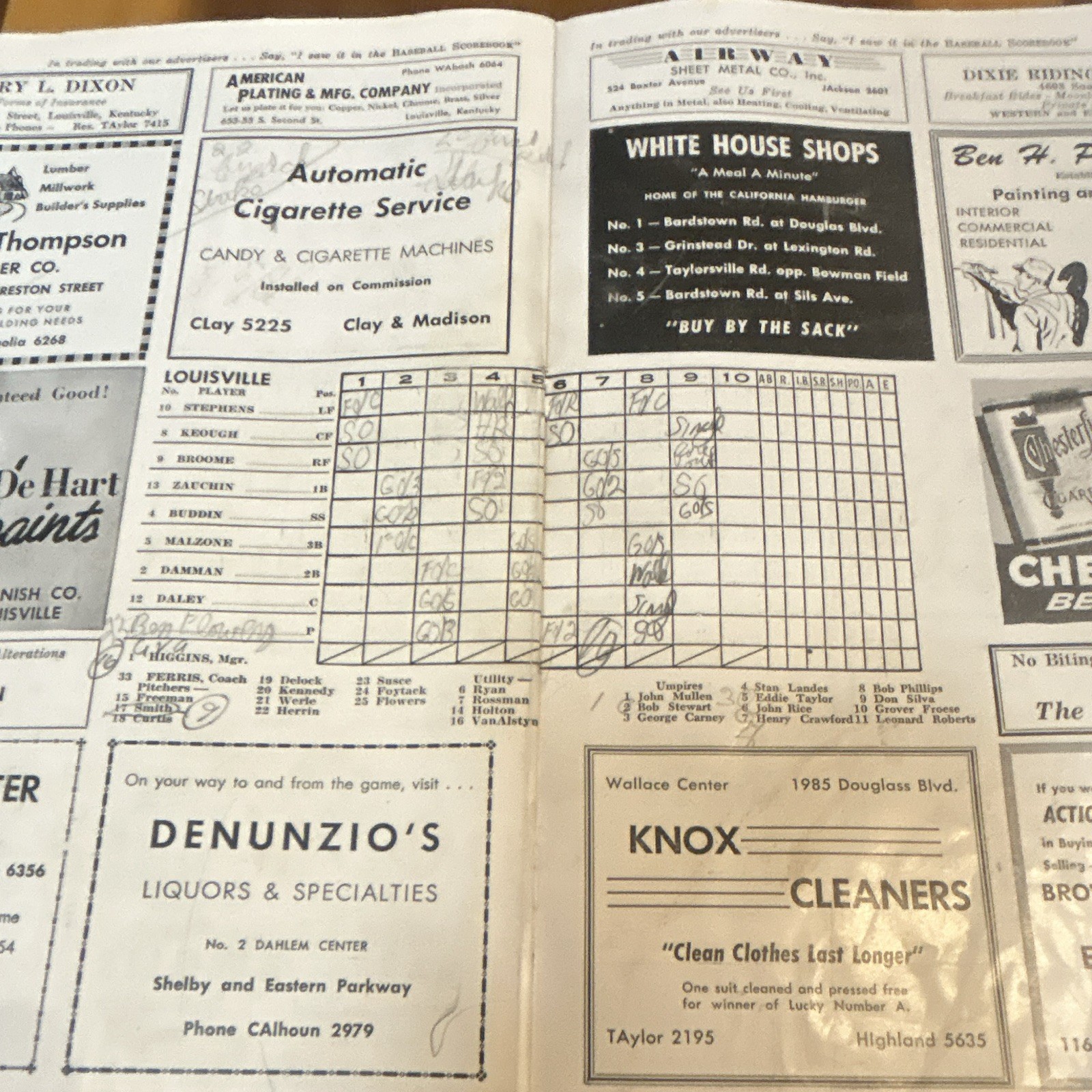 Louisville Colonels Vintage Baseball Official Program – Welcome to Parkway Field