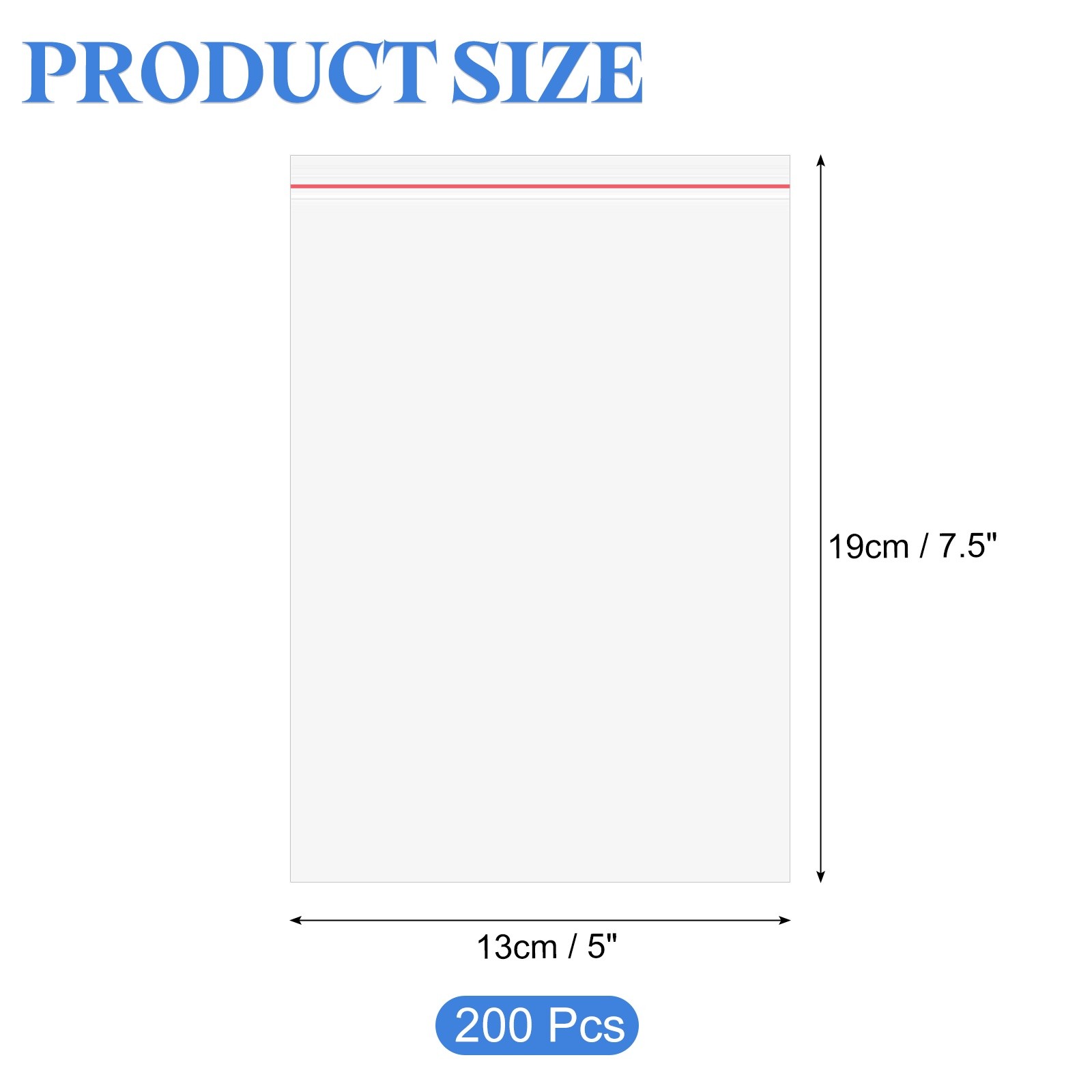 200 Pcs Small Plastic Bags, 7.5″ x 7.5″ Mini Clear Reusable Zip Poly Bag