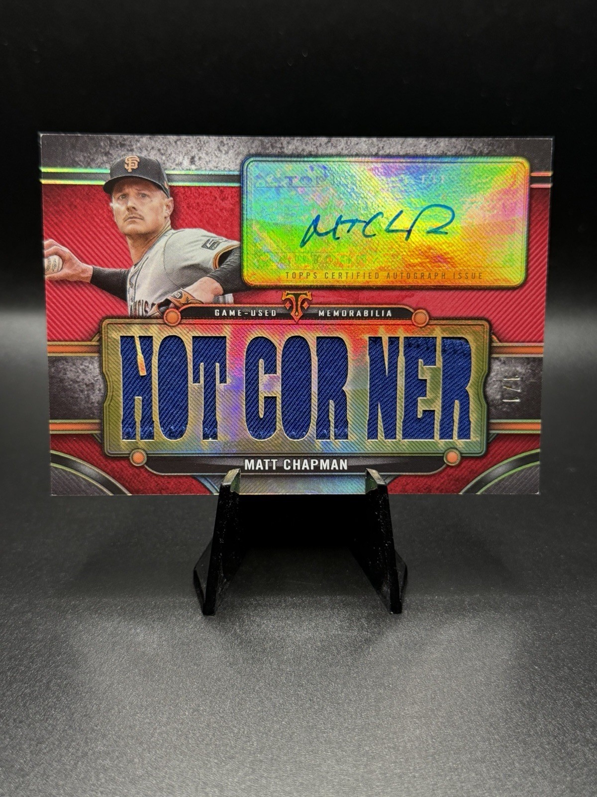 2024 Topps Triple Threads Matt Chapman Auto GU Patch 1/1 TTAR-MCH4 Hot Corner