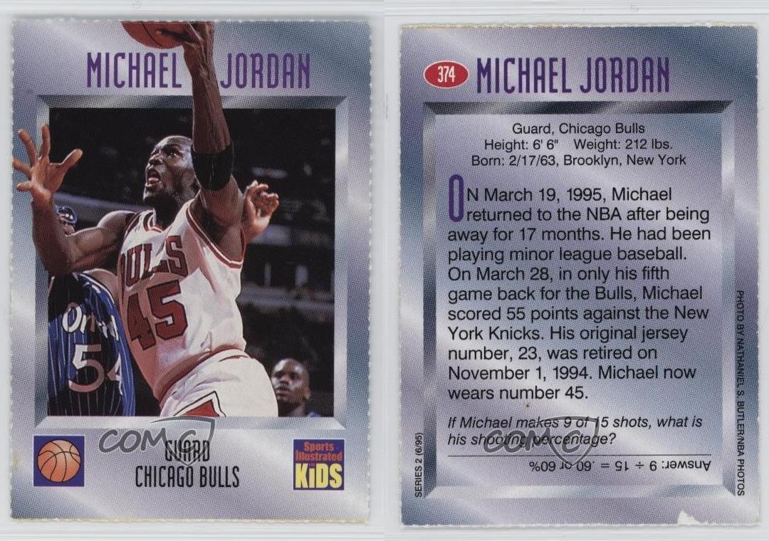 1995 Sports Illustrated for Kids Series 2 Michael Jordan #374 HOF 1ph4