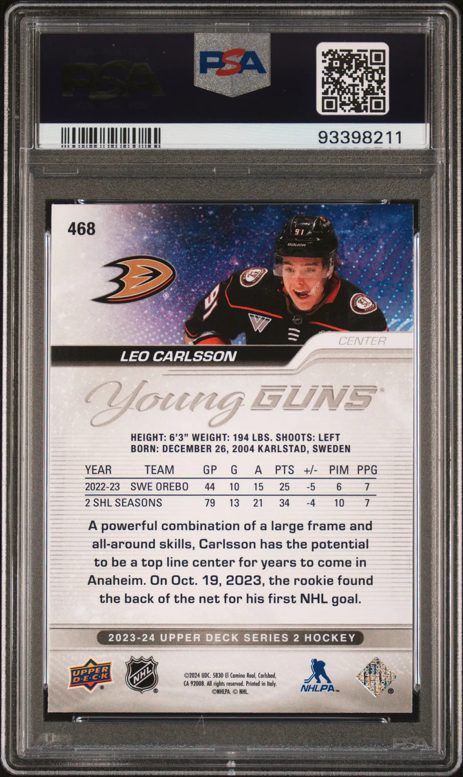 2023 Upper Deck Leo Carlsson #468 PSA 10