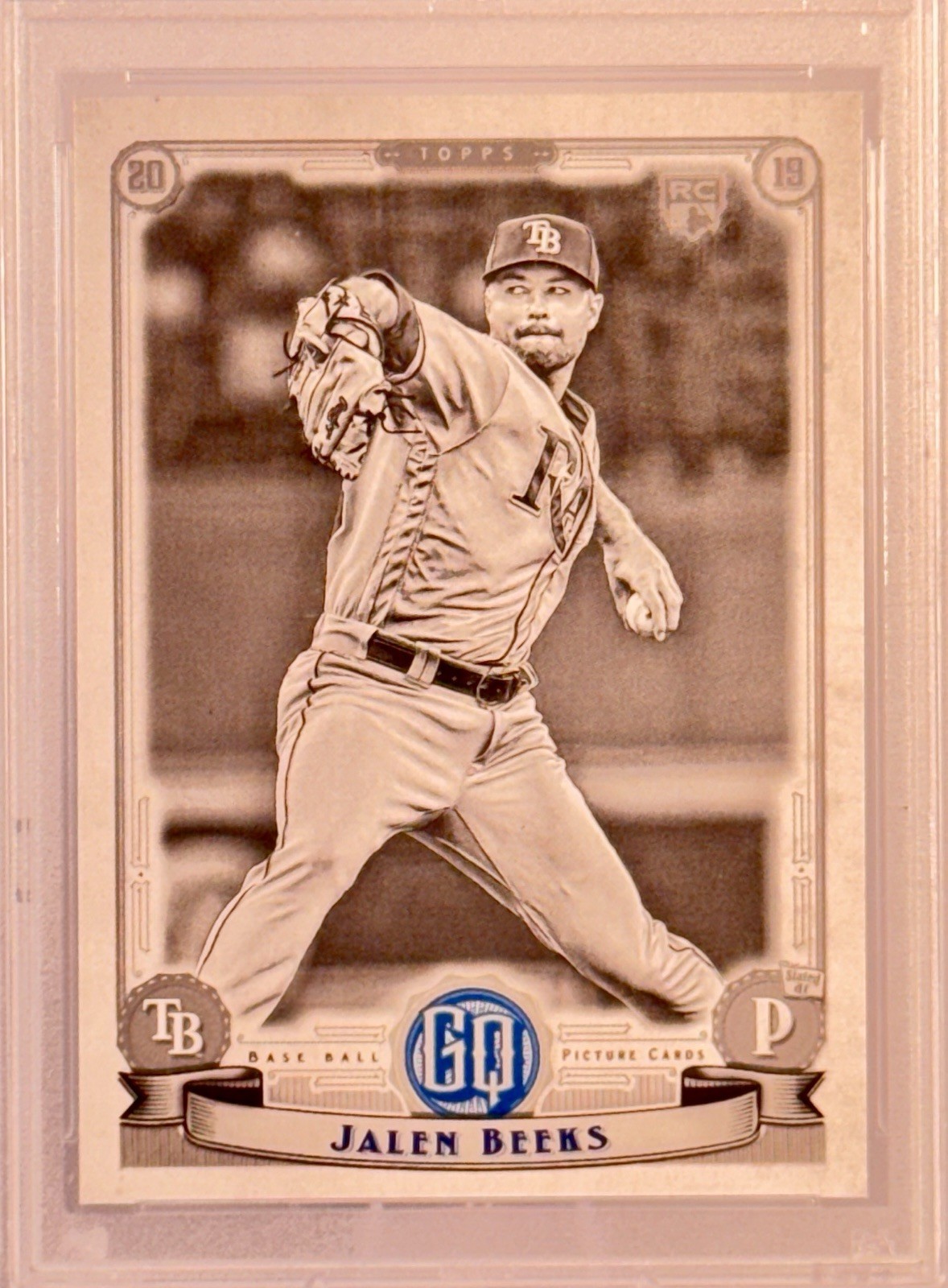 POP 1 – 2019 Topps Gypsy Queen Jalen Beeks Black And White RC /50 PSA 10 TB Rays