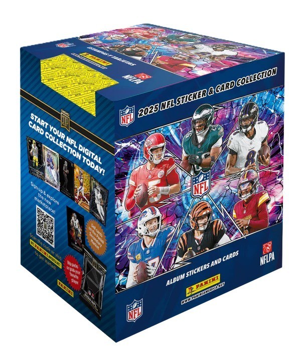 2025 Panini NFL Sticker Album & 50Ct Sticker+Card Box | 250 Stickers & 50 Cards