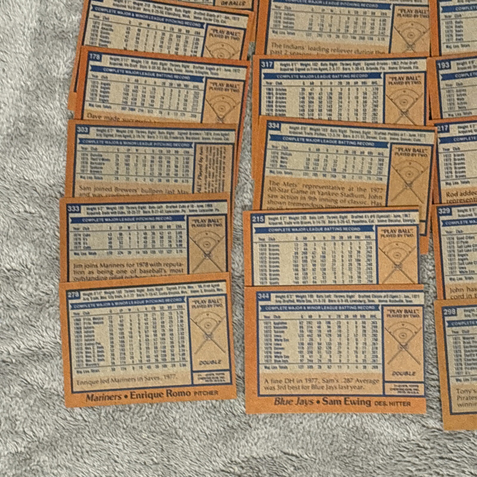 1978 Topps Baseball Card Singles #176-350 U Pick