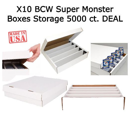 10 BCW Quality 5000 Count SuperMonster Cardboard Trading Card Slab Storage Boxes