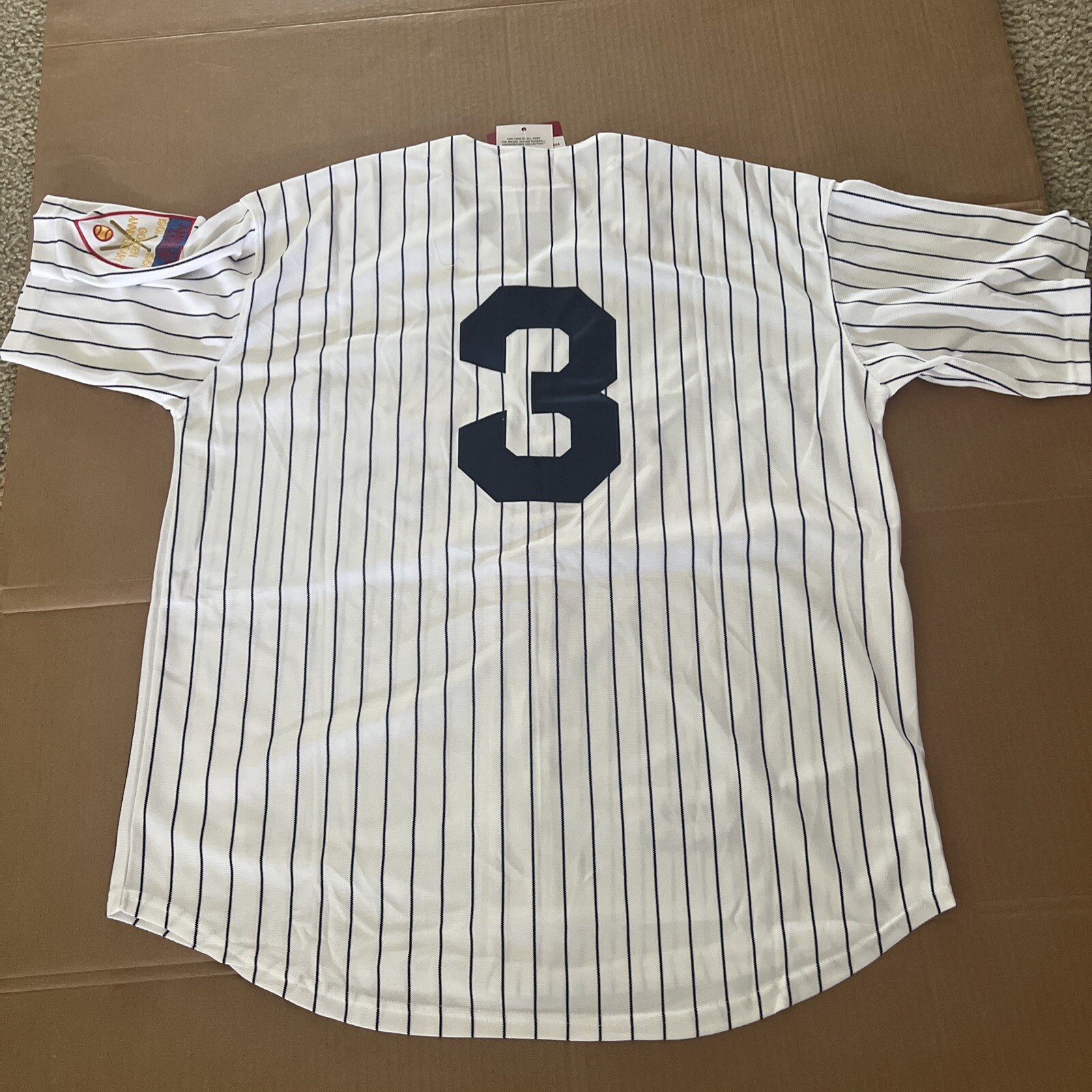 NEW!!!! NEW YORK YANKEES BABE RUTH JERSEY WHITE PIN STRIPE XL