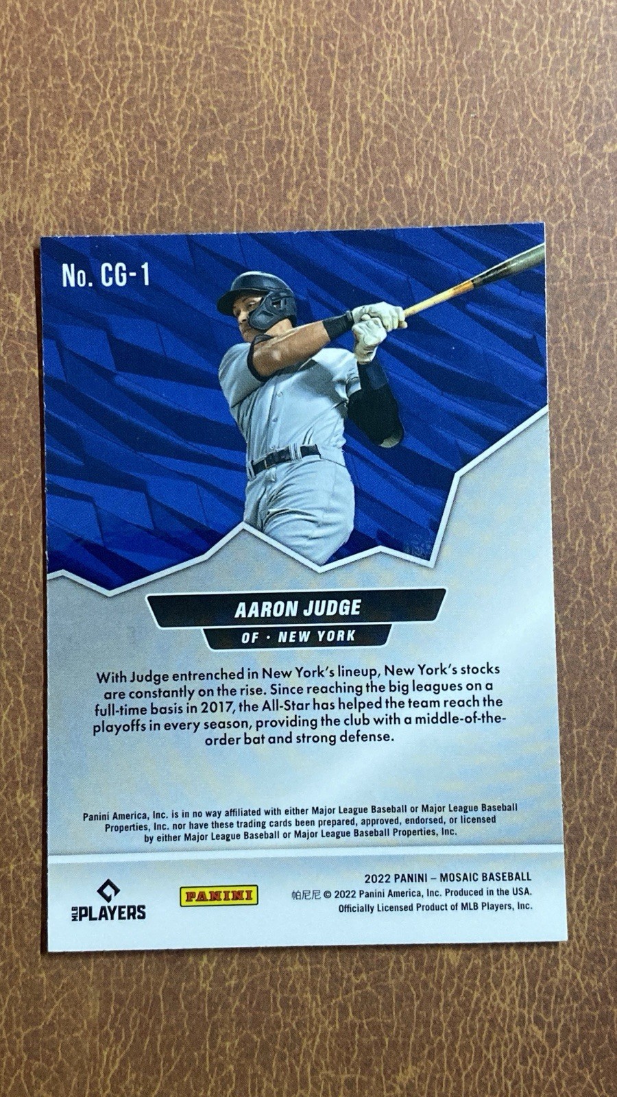 2022 Panini Mosaic Capital Gains Aaron Judge #CG-1 – New York Yankees