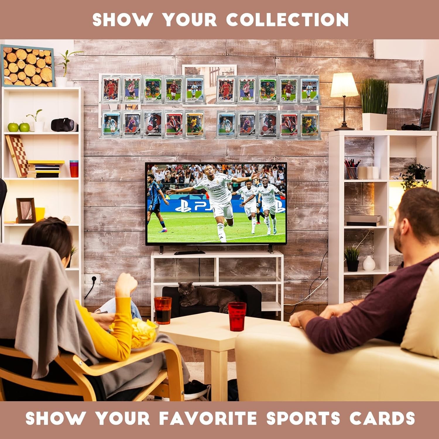 6 Pack Sport Card Display Shelf for Wall – Hold Up to 30 Trading Cards, Acrylic