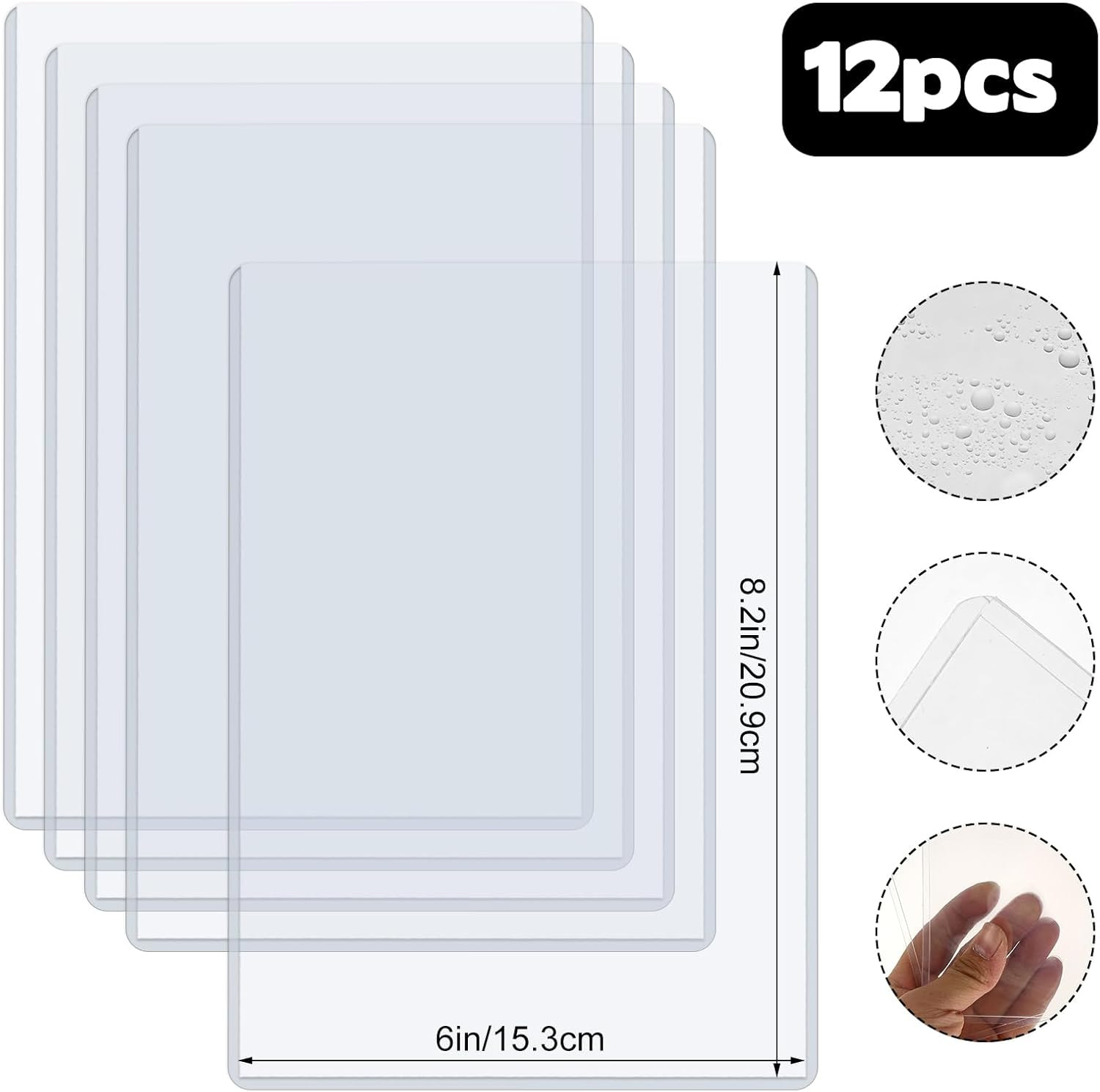 12 Pack 5.9″ X 8.1″ Jumbo Card Sleeves, Rigid Photocard Protectors for Oversized