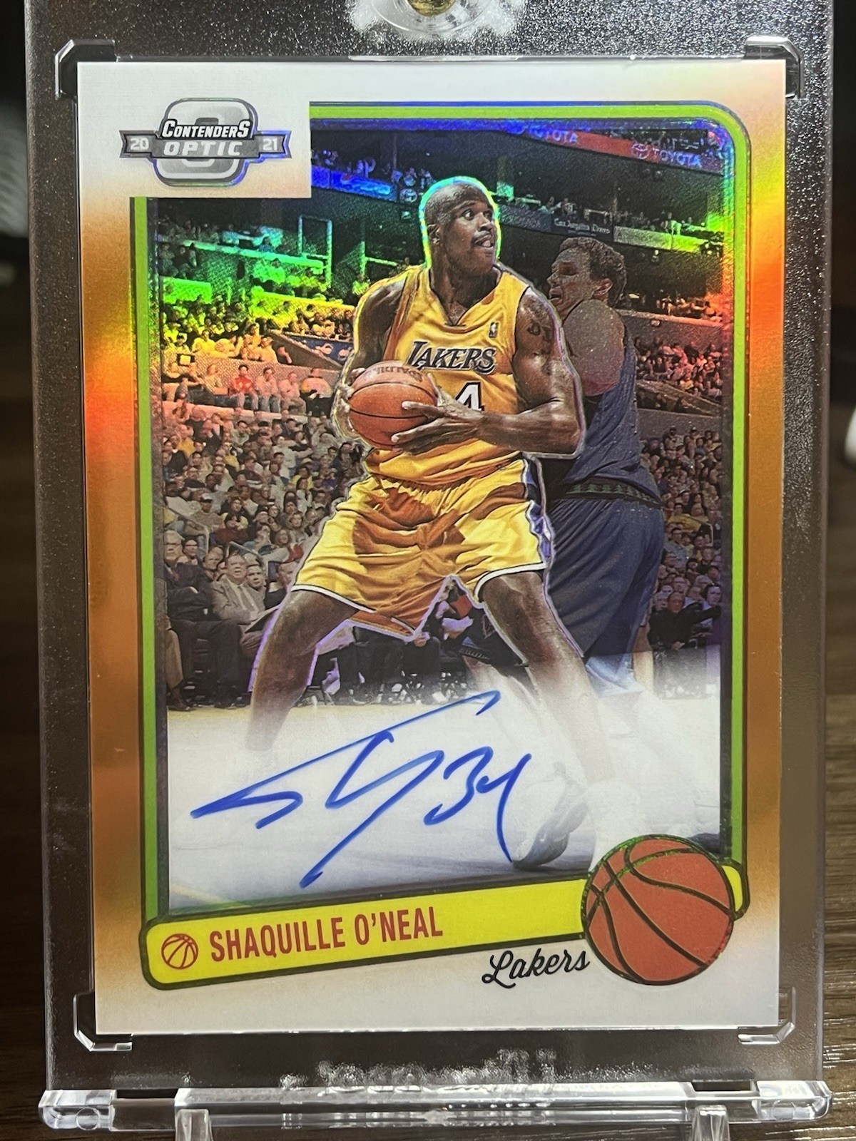 Shaquille O’Neal 2020-21 Panini Contenders Optic Orange Prizm On-Card Auto /15