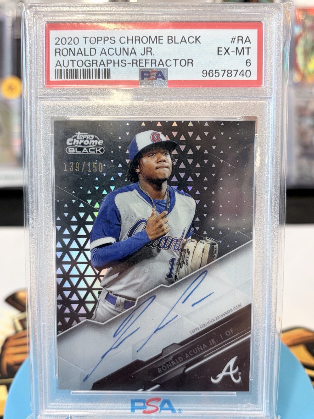 2020 Topps Chrome Black Chrome Black Autographs Ronald Acuña Jr. Braves PSA 6