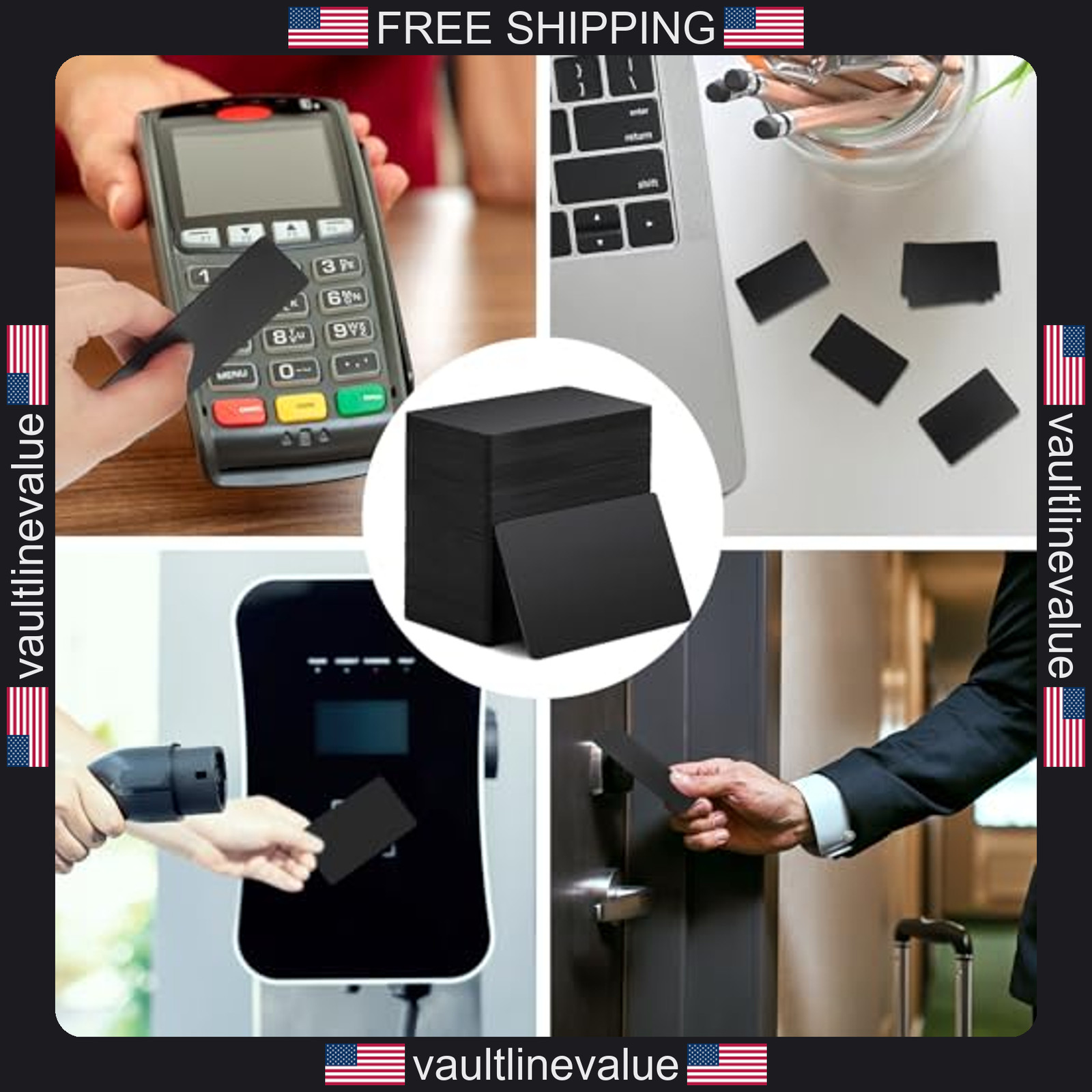 Xuhal 100 Pcs Black NFC Cards Blank Tags 504 Bytes Digital Programmable