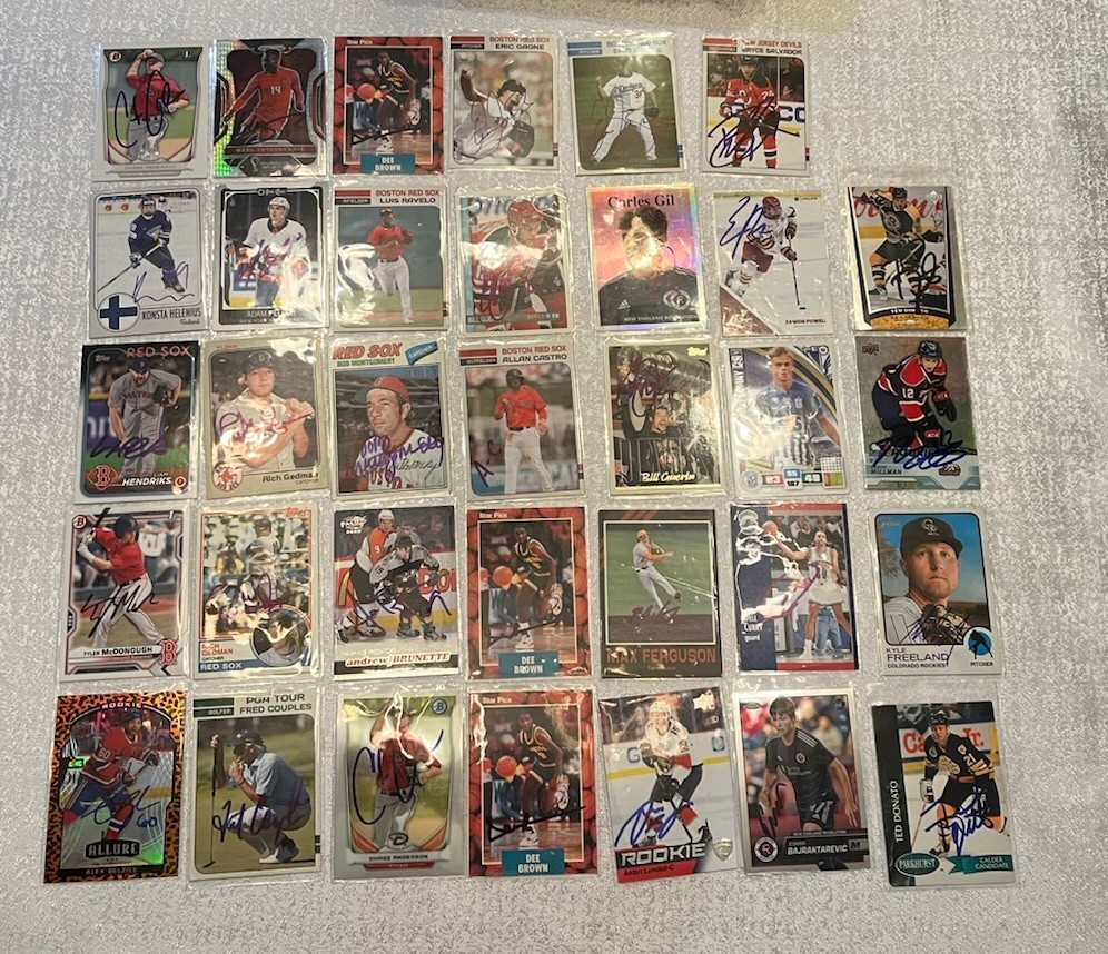 57 Item Signed Bulk Lot. All Autos GTP. Photos, Pucks, Cards! See Photos!