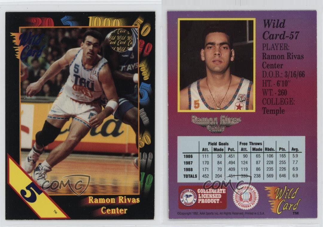 1992 Wild Card Collegiate 5 Stripe Ramon Rivas #57 0nr3