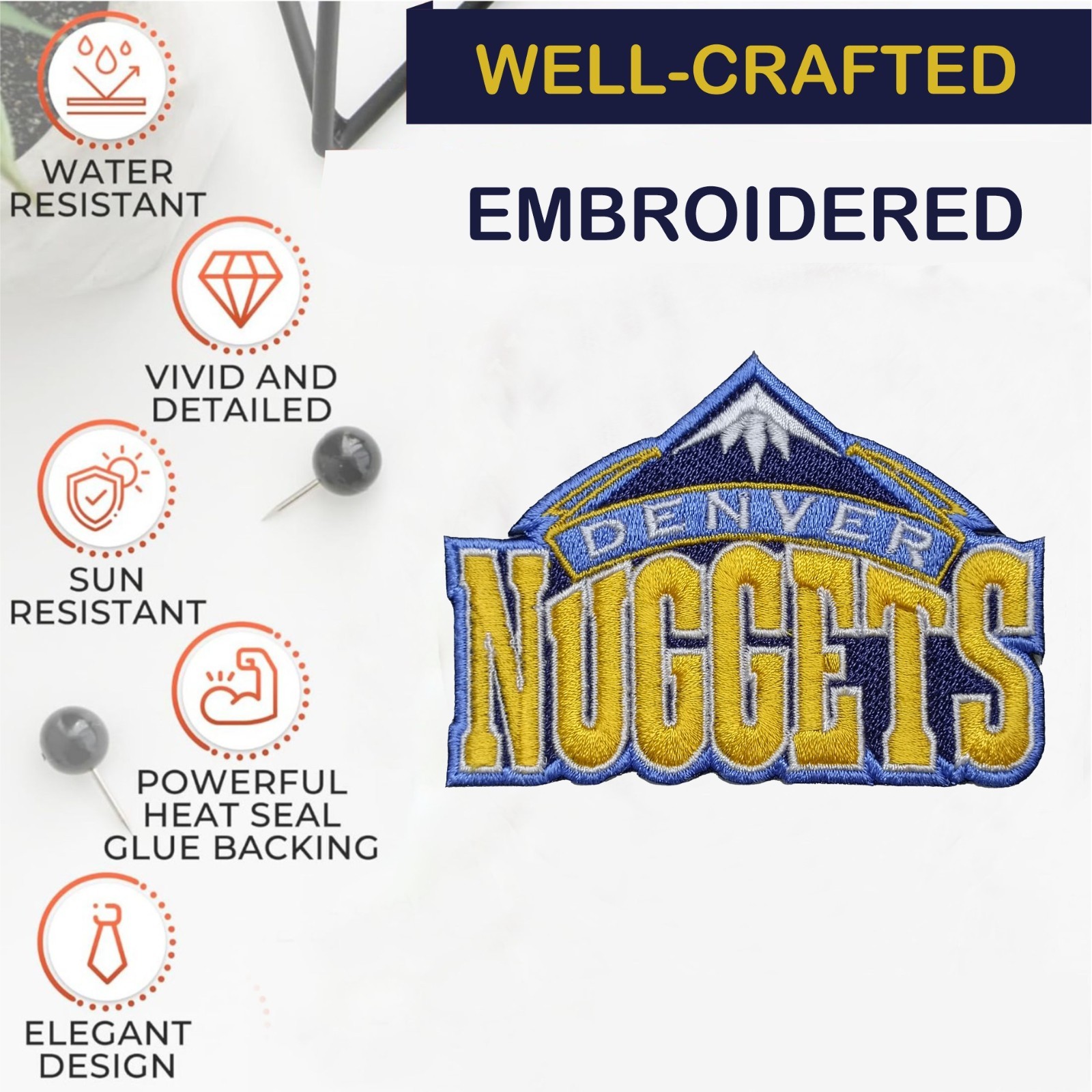 Denver Nuggets NBA Team Logo Iron On Patch – Sew Patch – Embroidered Patch