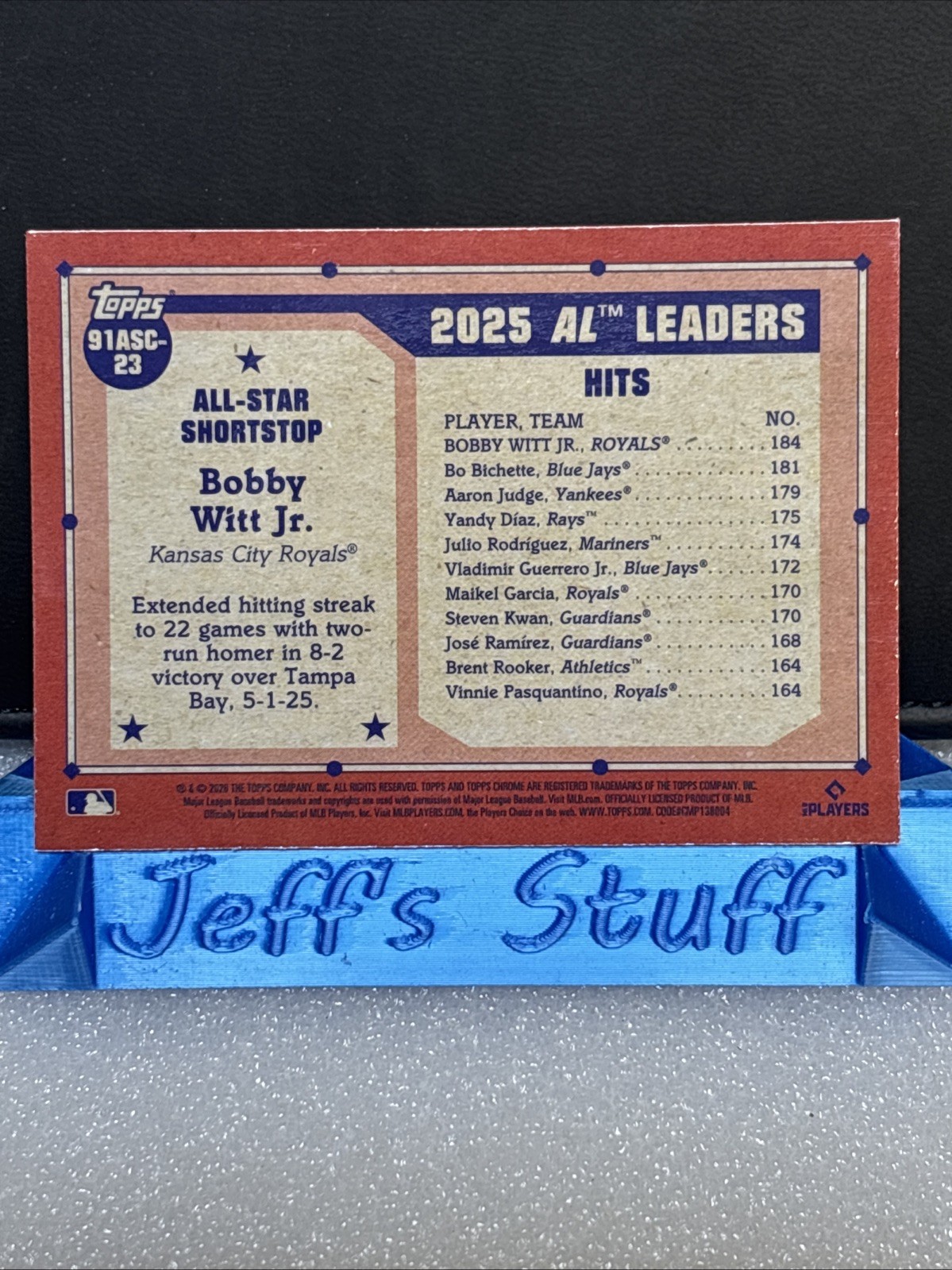 2026 Topps Series 2 Bobby Witt Jr. #91ASC-23 Silver Pack Aqua Mojo 60/199