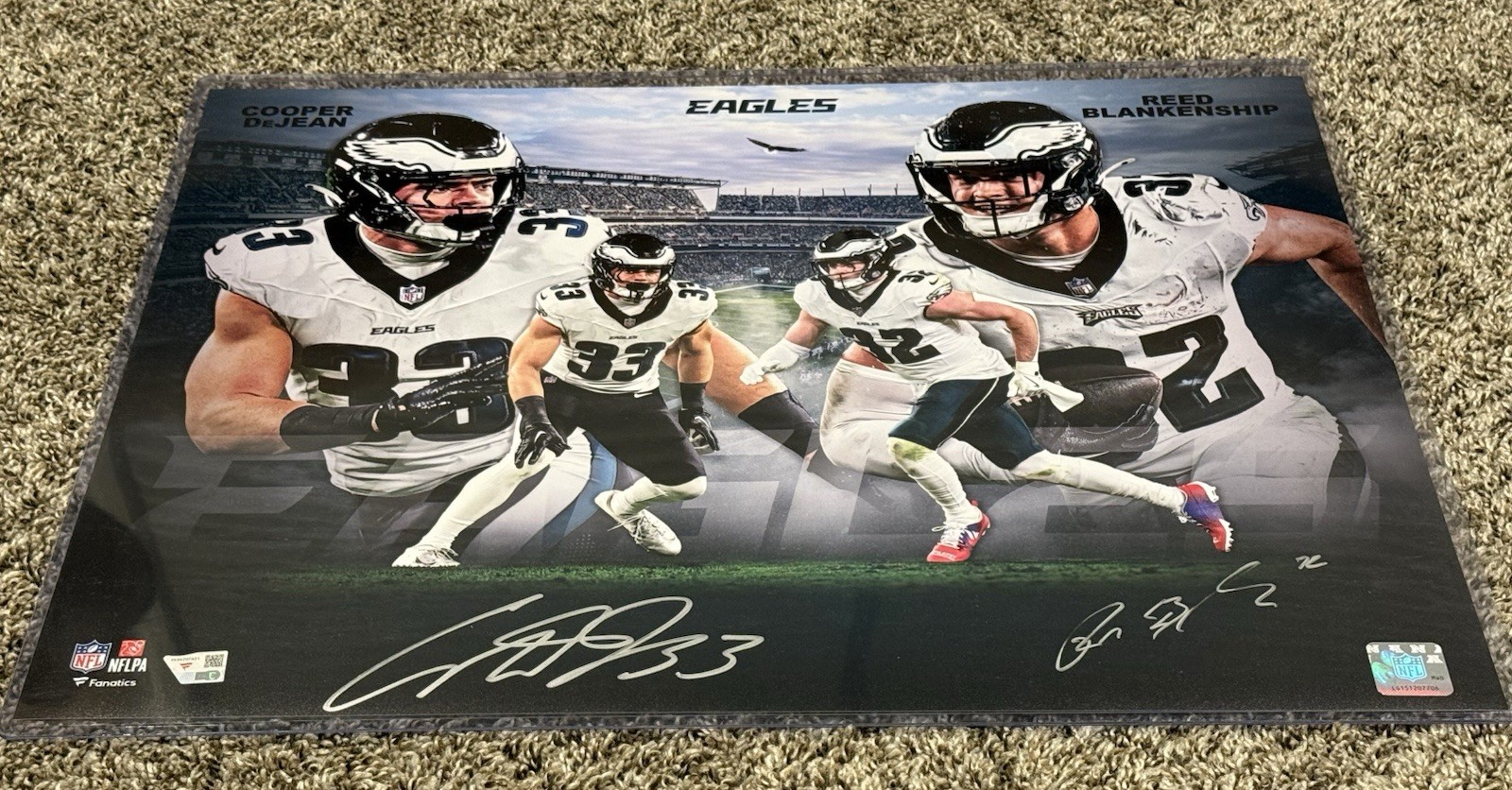 COOPER DEJEAN & REED BLANKENSHIP Philadelphia Eagles Signed 16×20 (FANATICS)