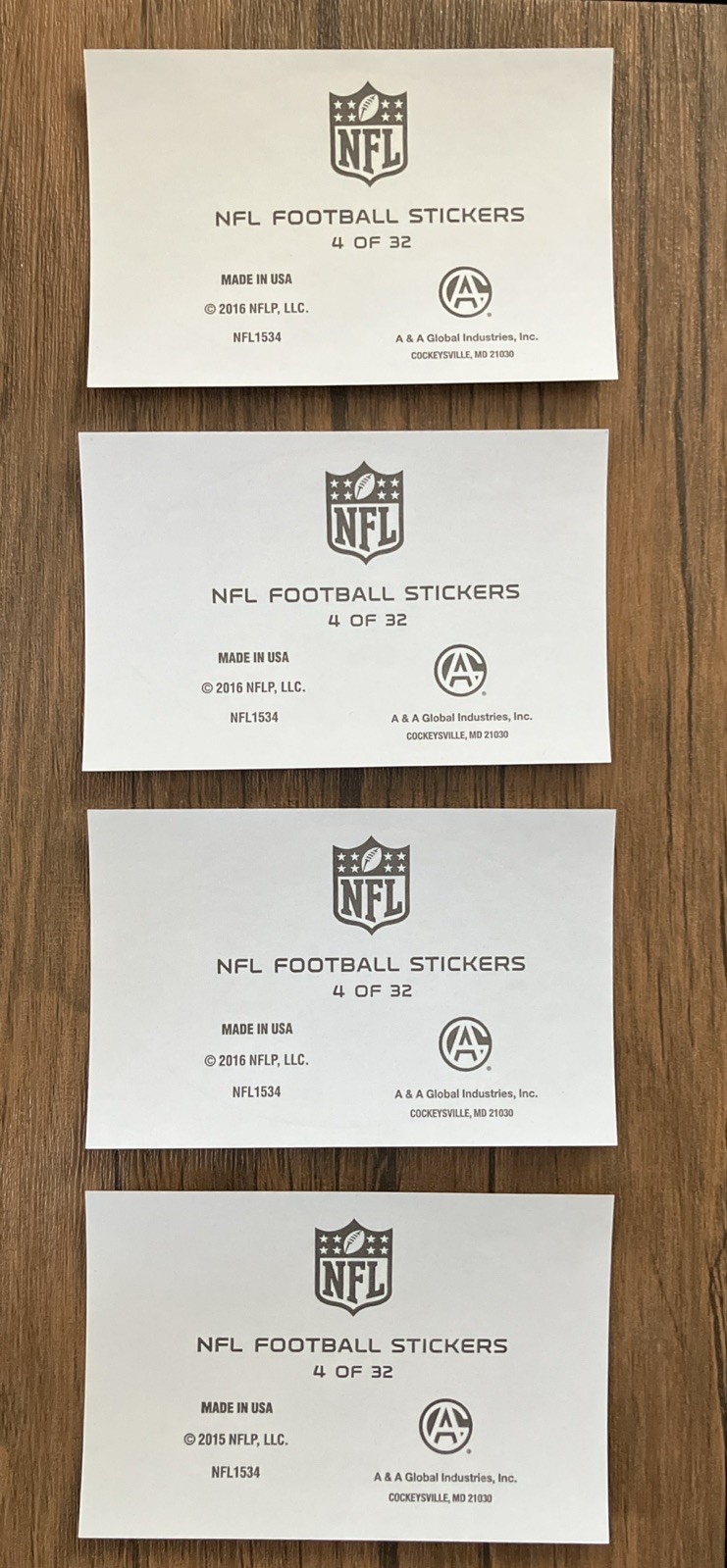 Green Bay Packers 2015/2016 Vending Machine Stickers 4 1/4” X 2 1/2” – Lot of 7!