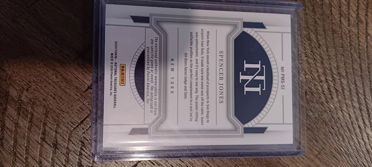 2024 Panini Low Pop Spencer Jones Prospect Relic Material Jersey Auto 10/49
