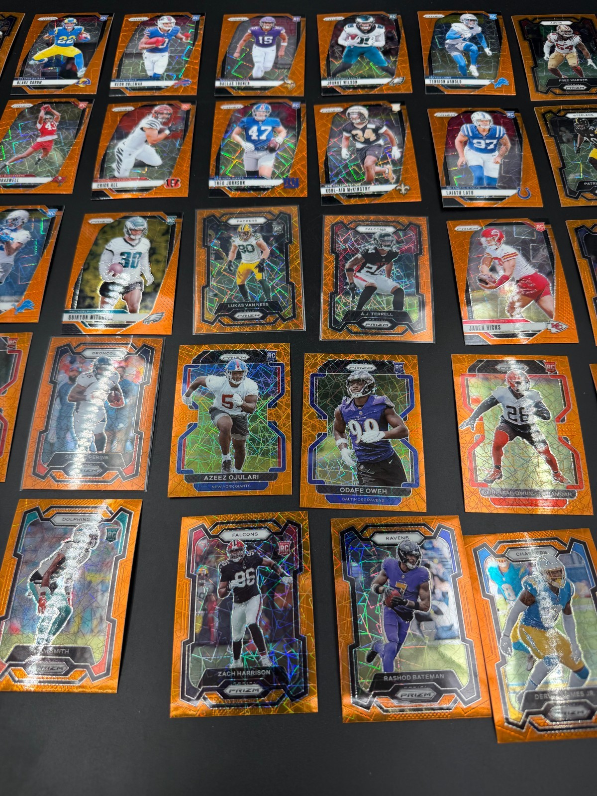 NFL Prizm Orange Lazer Lot Of 35 all in picture