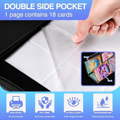 60 Pack 1080P Double-Sided Trading Card Sleeves for 3 Ring Binder – Ultra-Clear