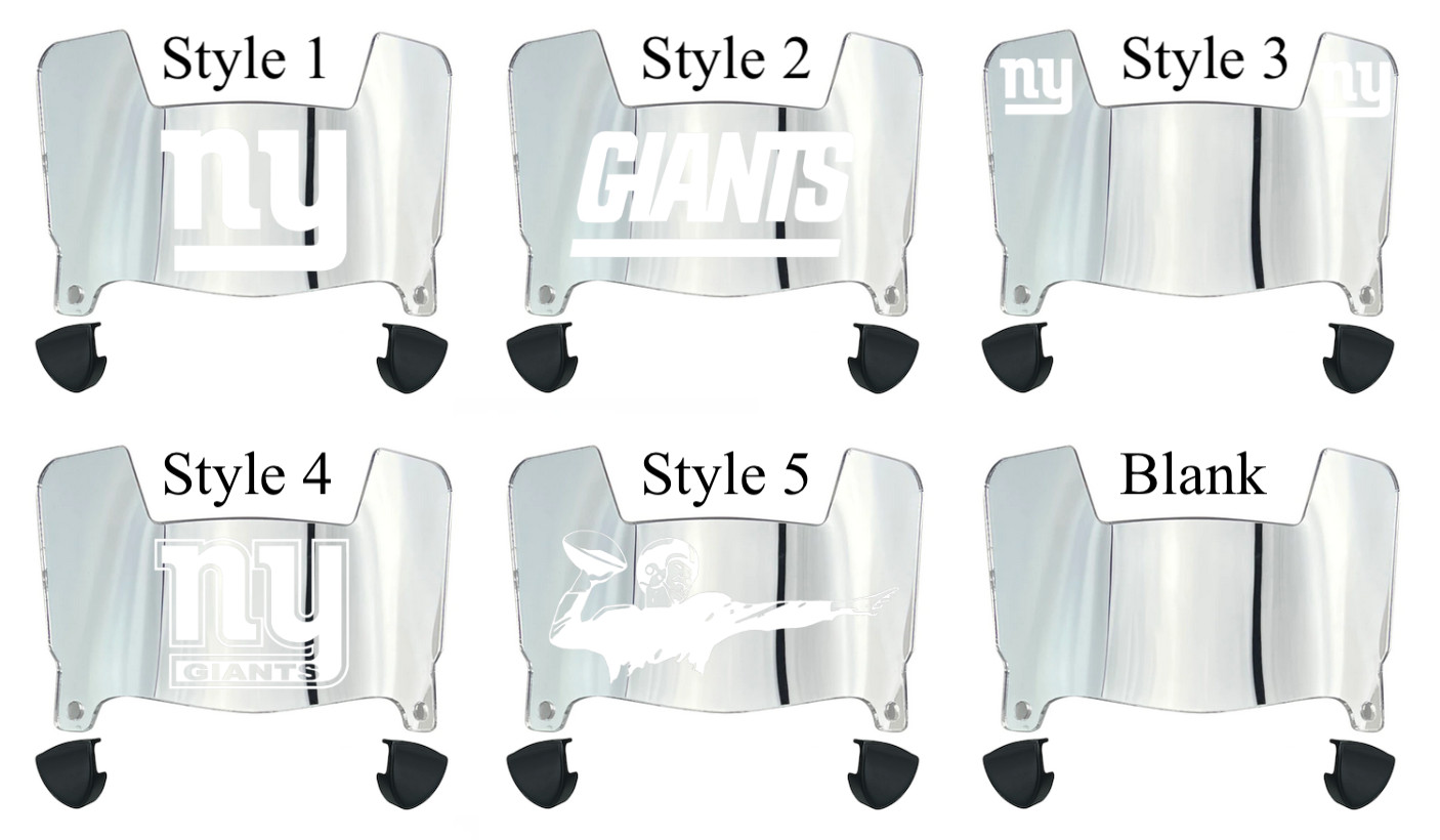 New York NY Silver Chrome Mirror Mini Football Helmet Visor Shield w/ Clips