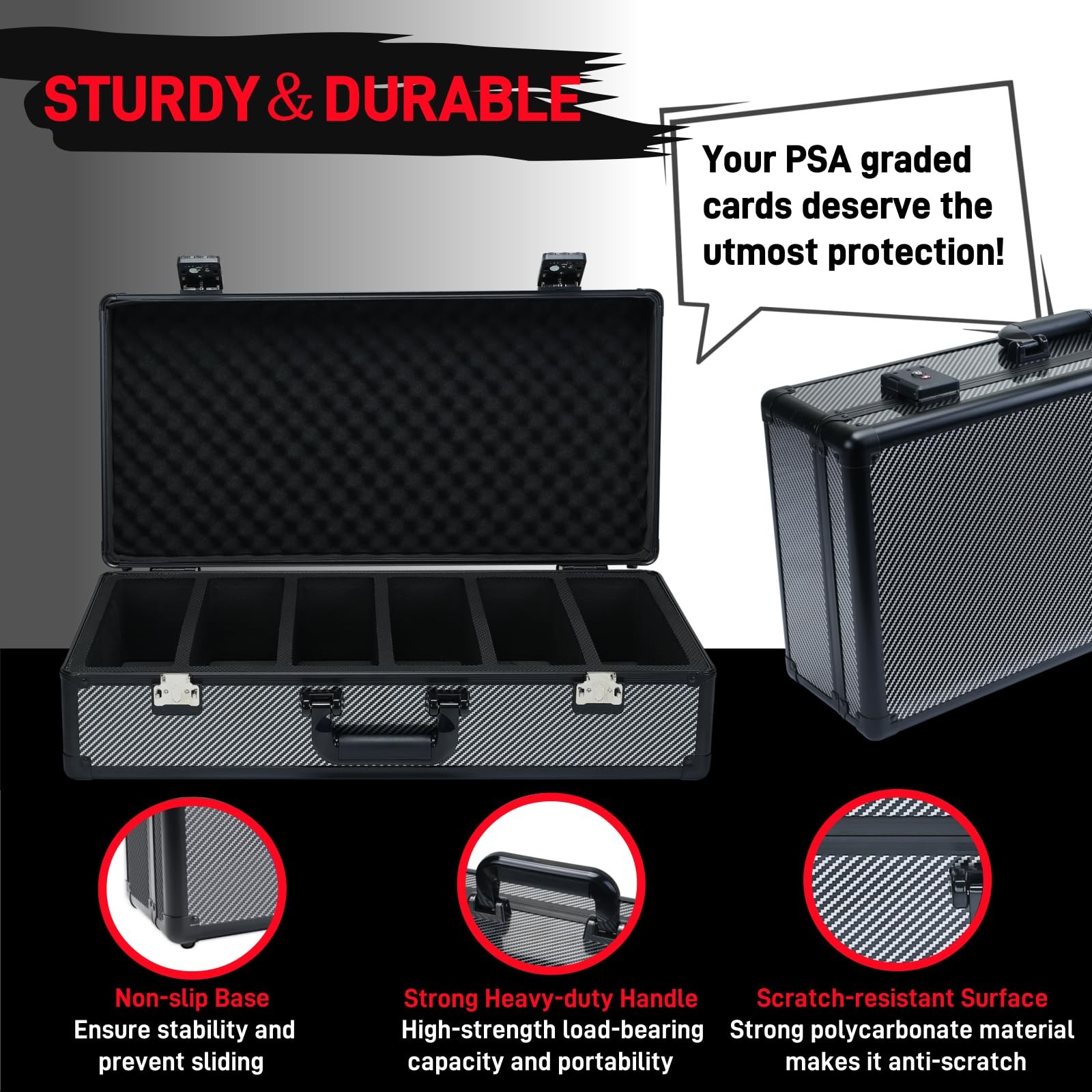 6 Row TSA Combination Lock Graded Card Storage Case for PSA Cards