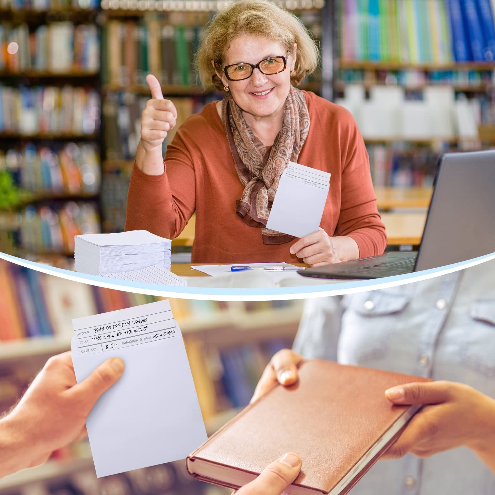 100 Pcs Self Adhesive Library Cards Paper Pockets And Books Kits Inclu