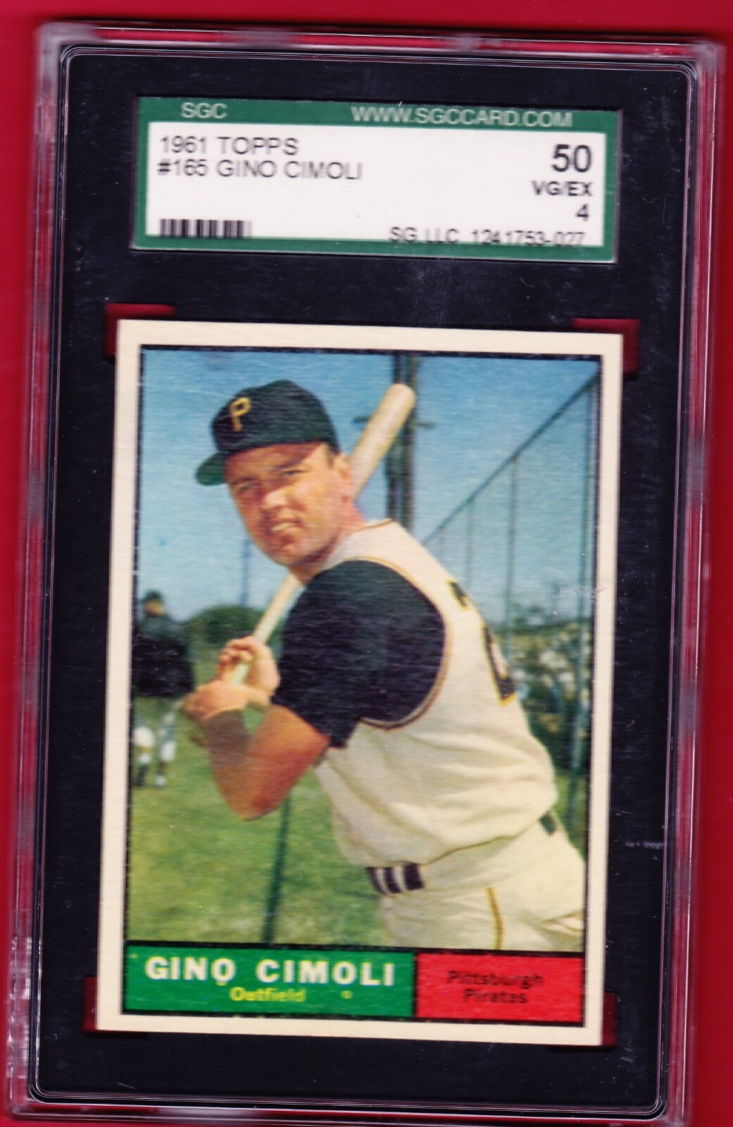 1961 TOPPS #165 GINO CIMOLI PITTSBURGH PIRATES SGC 4 VG-EX