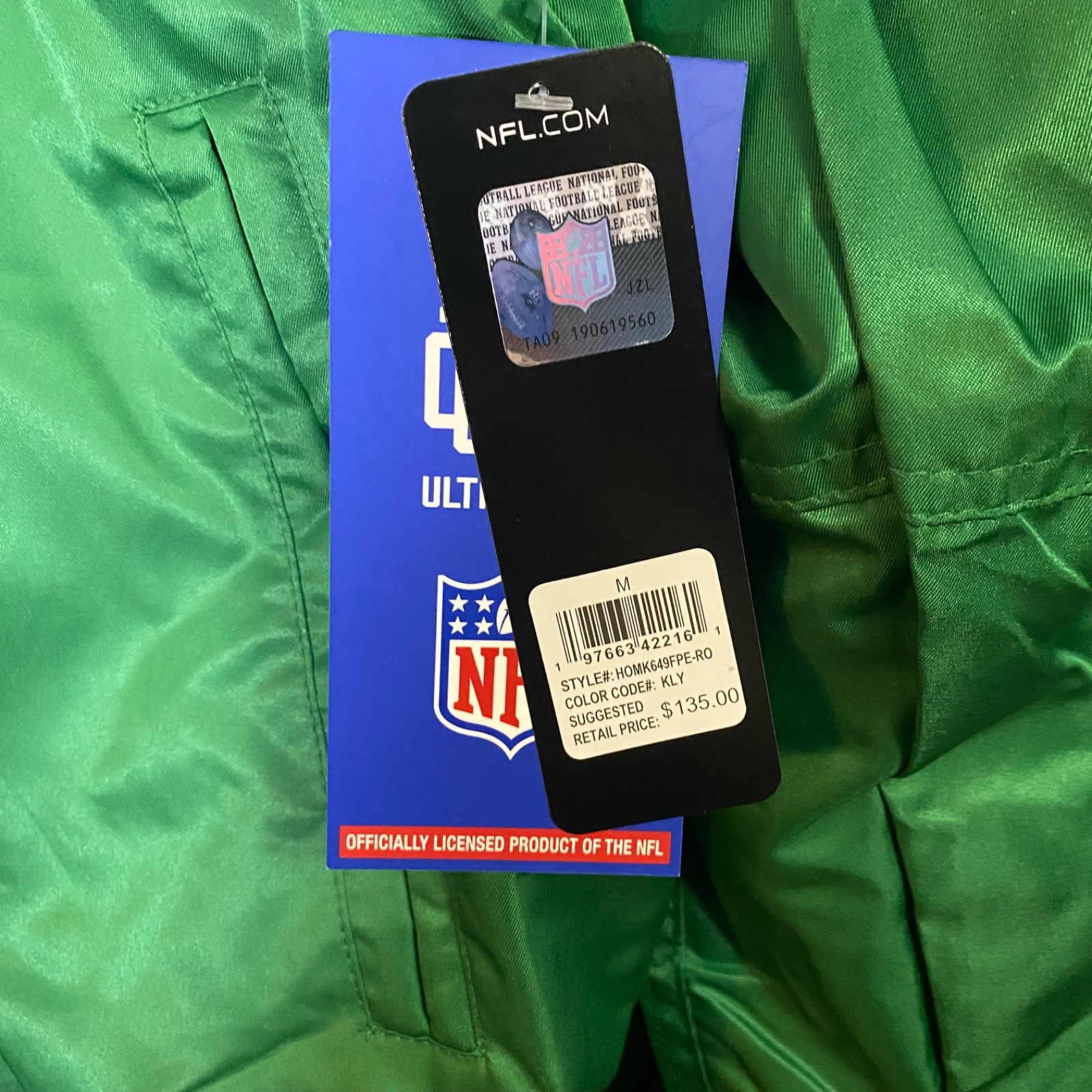 NFL Philadelphia Eagles Retro Logo Kelly Green Snap Bomber Varsity Jacket $135