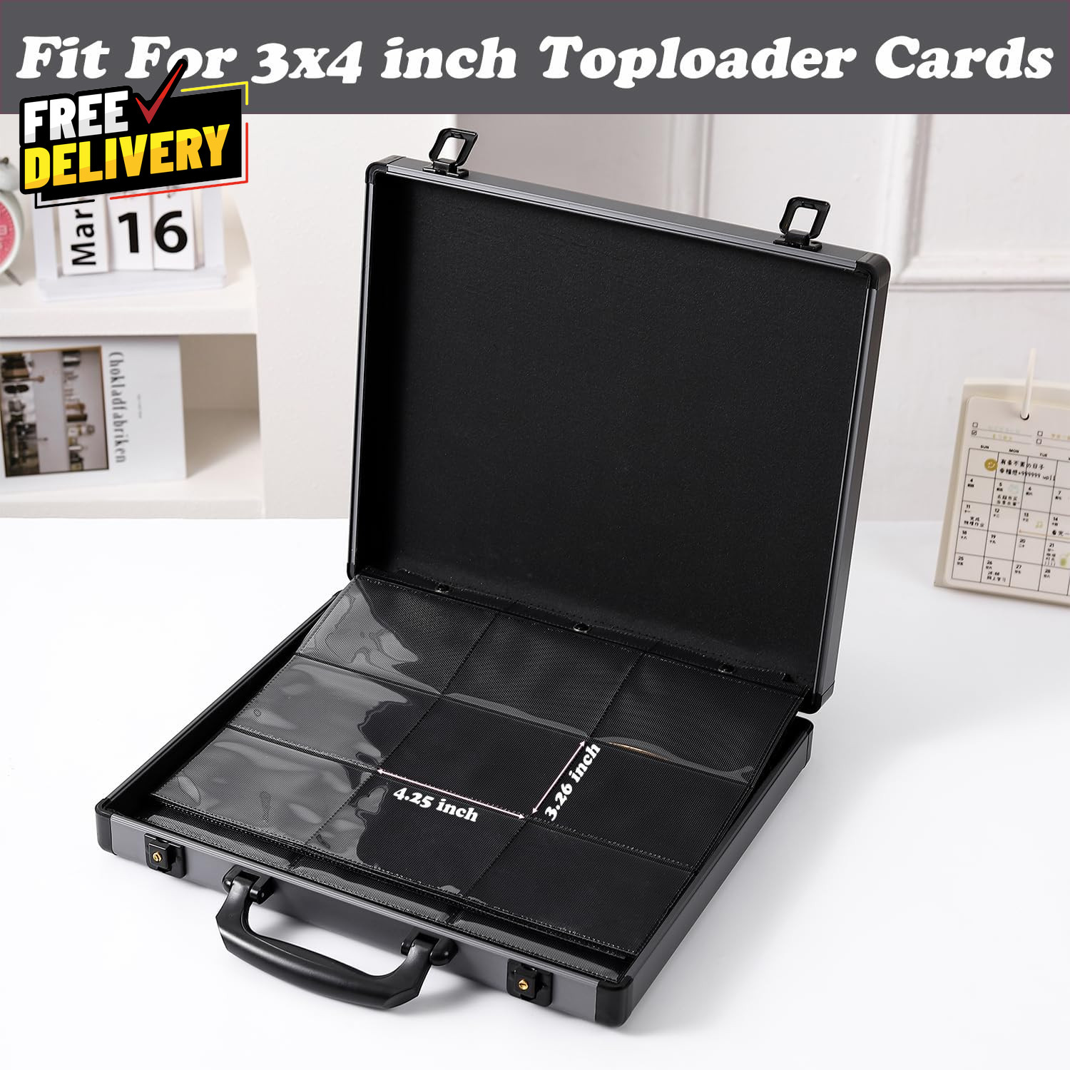 Toploader Binder for Trading Cards Hard Cases Holds 216 Toploaders 9 Pocket Slee