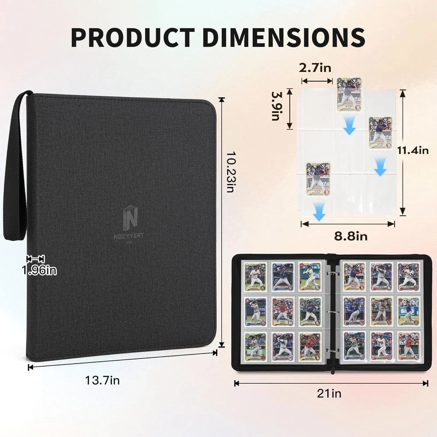 Trading Card Binder, Premium 9 Pocket 720 Double Sided Pocket Collection Binder