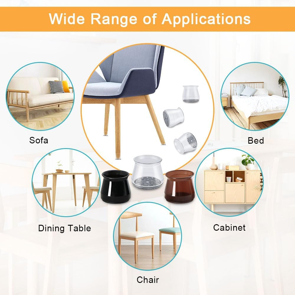 32 Pcs Chair Leg Floor Protectors – Silicone Felt Pads, Scratch-Proof & Noise-Fr