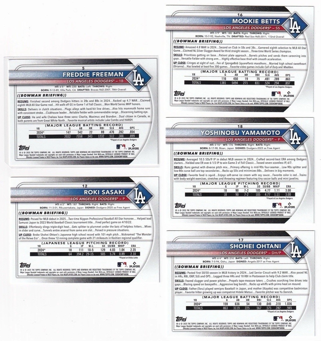 2025 Bowman Paper COMPLETE🔥 LA Dodgers Team Set BASE 1st RC $0.17/card