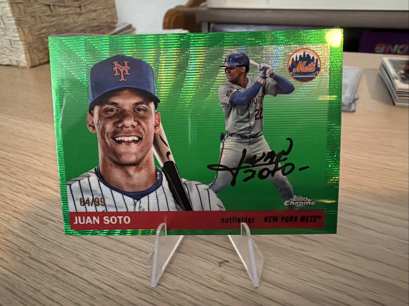 2025 Topps Chrome Platinum Anniv Juan Soto Green Wave Refractor /99 NY Mets