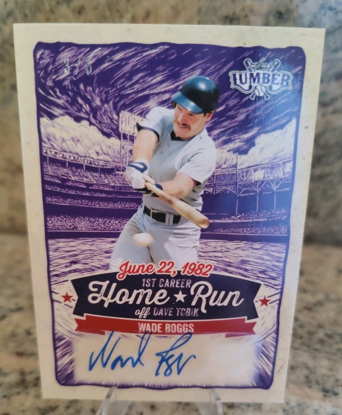 🔥🔥 “3/5” 2025 Leaf Lumber Wade Boggs 1st Home Run Auto June 22,1982 💰📈💰🔥