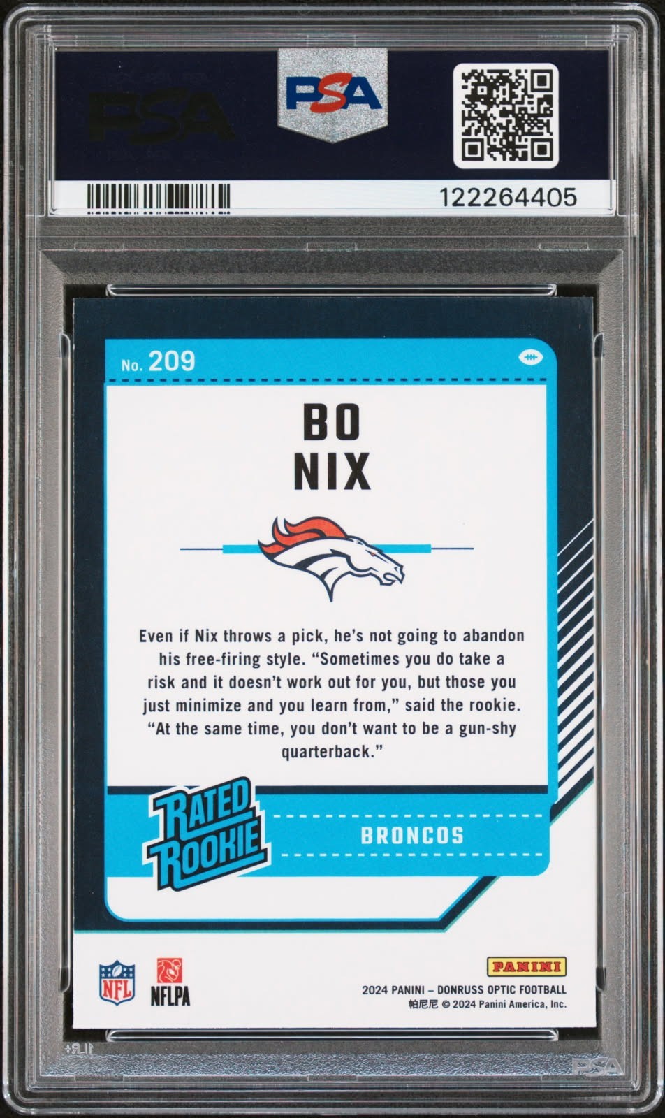 2024 Panini Donruss Optic Bo Nix #209 PSA 9
