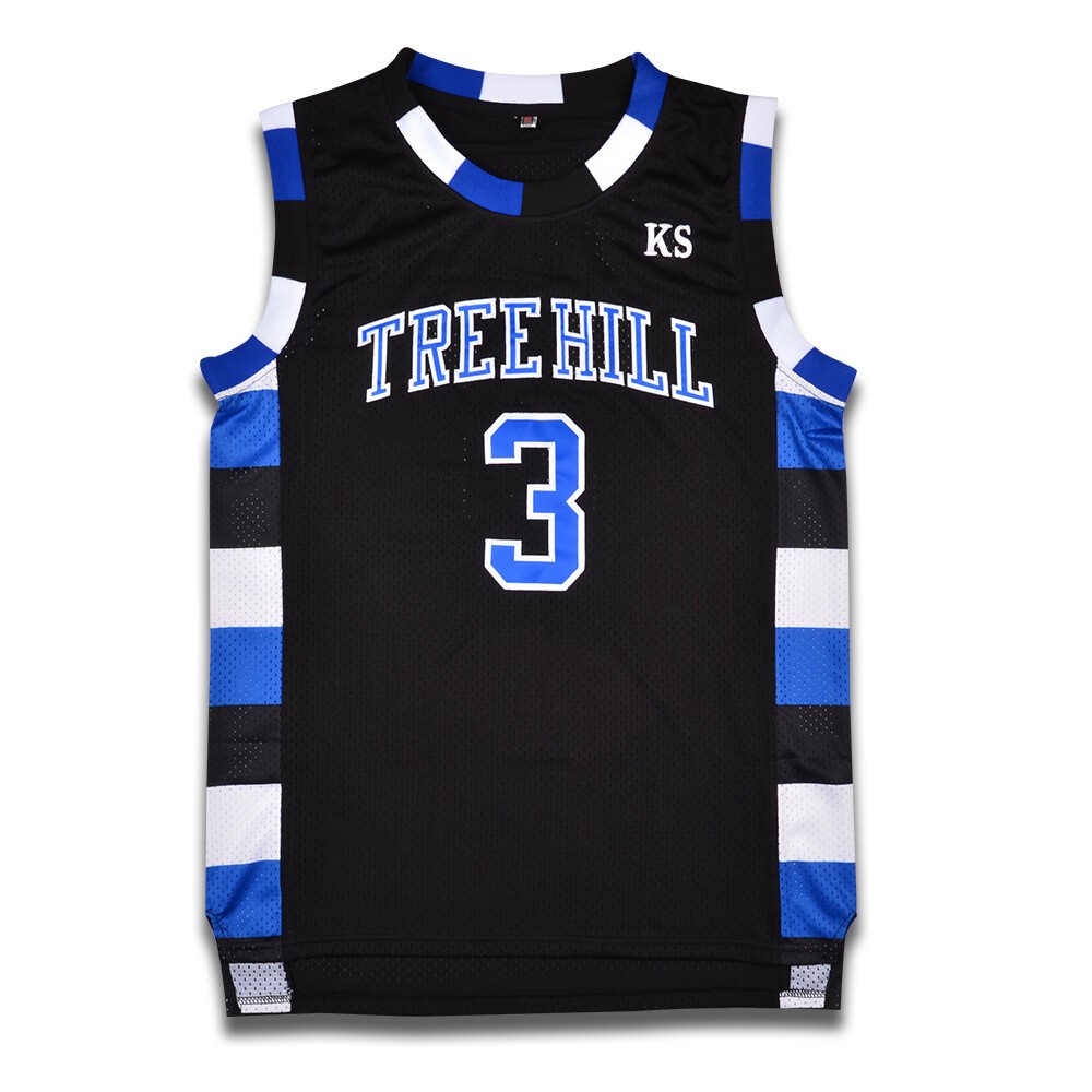 Lucas Scott #3 One Tree Hill Ravens Movie Basketball Jersey All Sewn Black