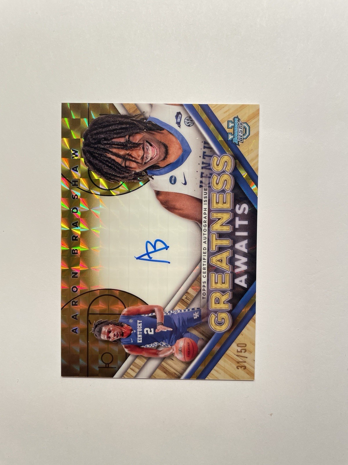 2023-24 Bowman’s Best Greatness Awaits – AUTO – Aaron Bradshaw – GOLD /50