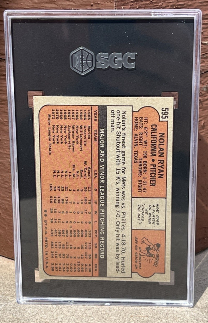 1972 Topps #595 Nolan Ryan SGC 5.5 – California Angels HOF!