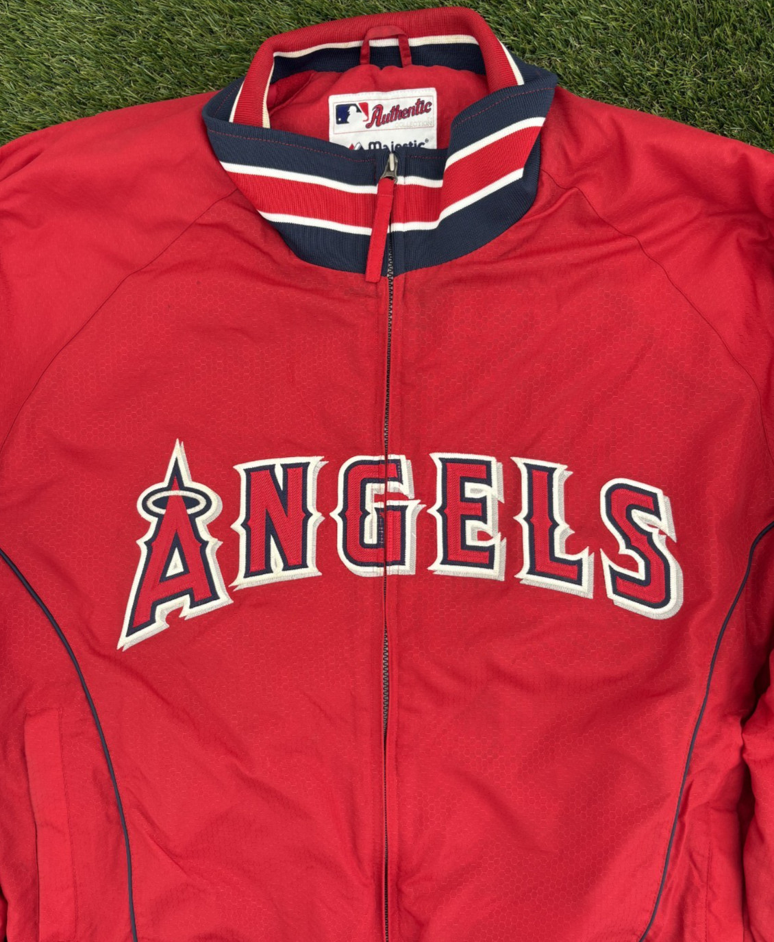Vintage Authentic Majestic Anaheim Angels Dugout Bomber Jacket Mens XL Baseball
