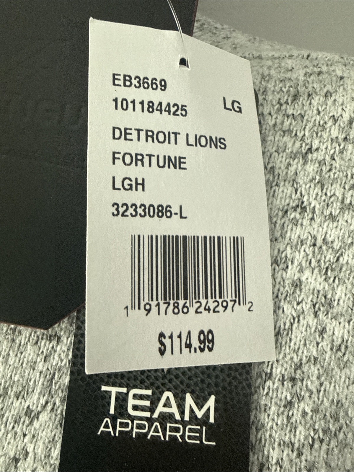 New Antigua Detroit Lions Fortune 1/4 Zip NFL Pullover Jacket Heather LARGE $115