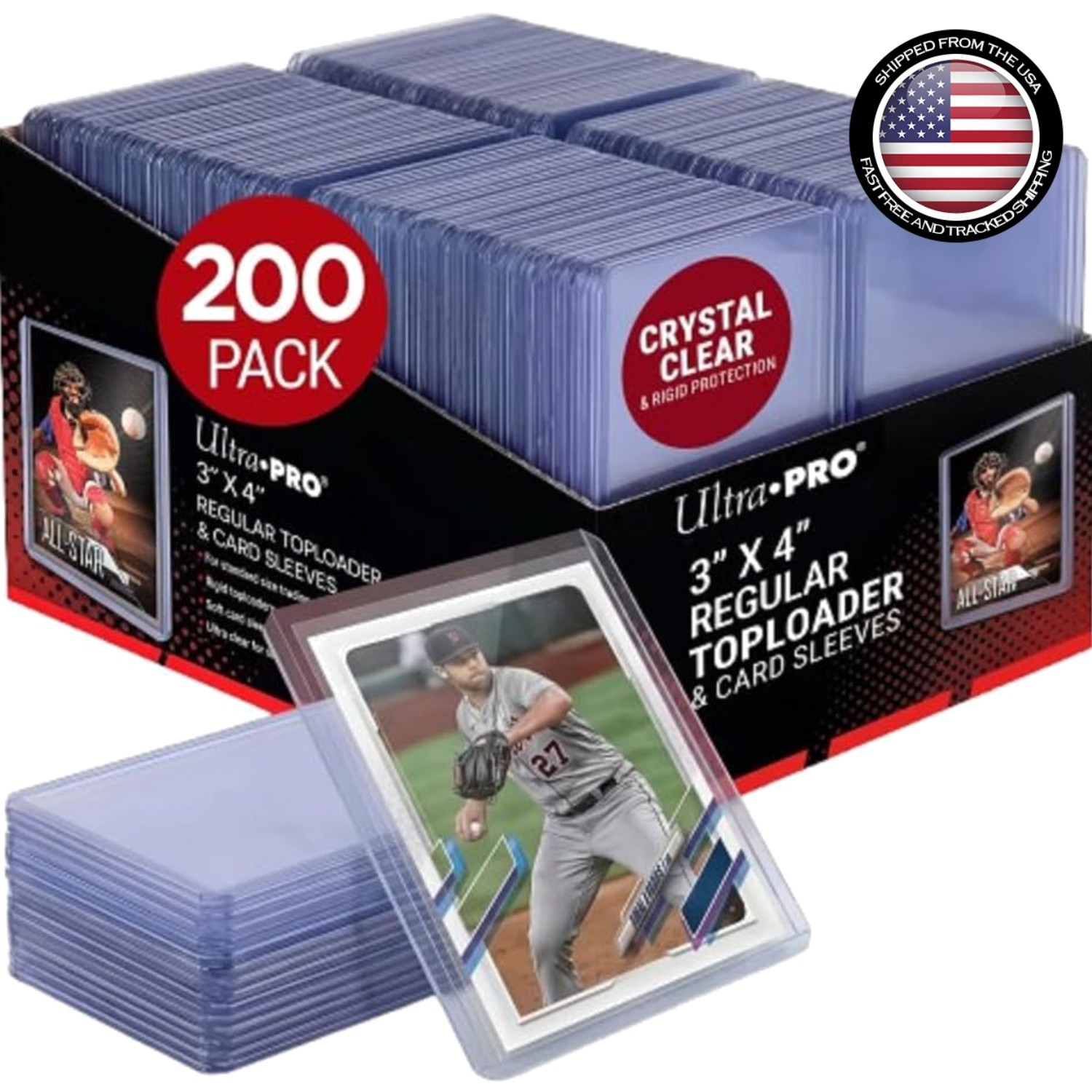 Trading Card Protectors 200 Count 3 x 4 Inch Polypropylene Rigid Sleeve & Hol…