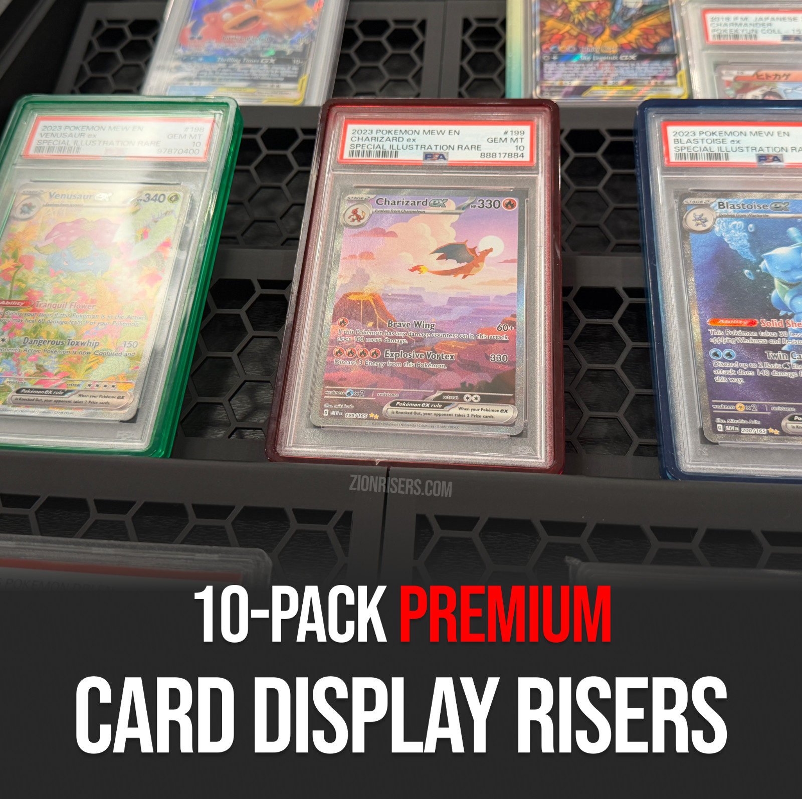 FAST SHIP TRADING CARD JEWELRY CASE DISPLAY STANDS FOR SLABS TCG ✱ 10 RISERS ✱