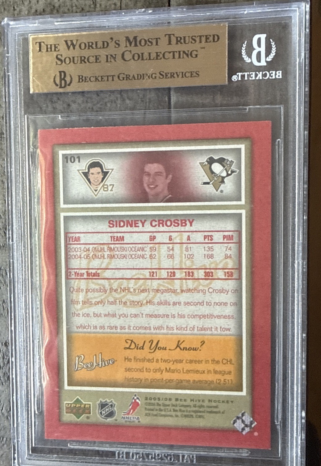 2005-06 Upper Deck Bee Hive – Sidney Crosby #101 Red (RC)