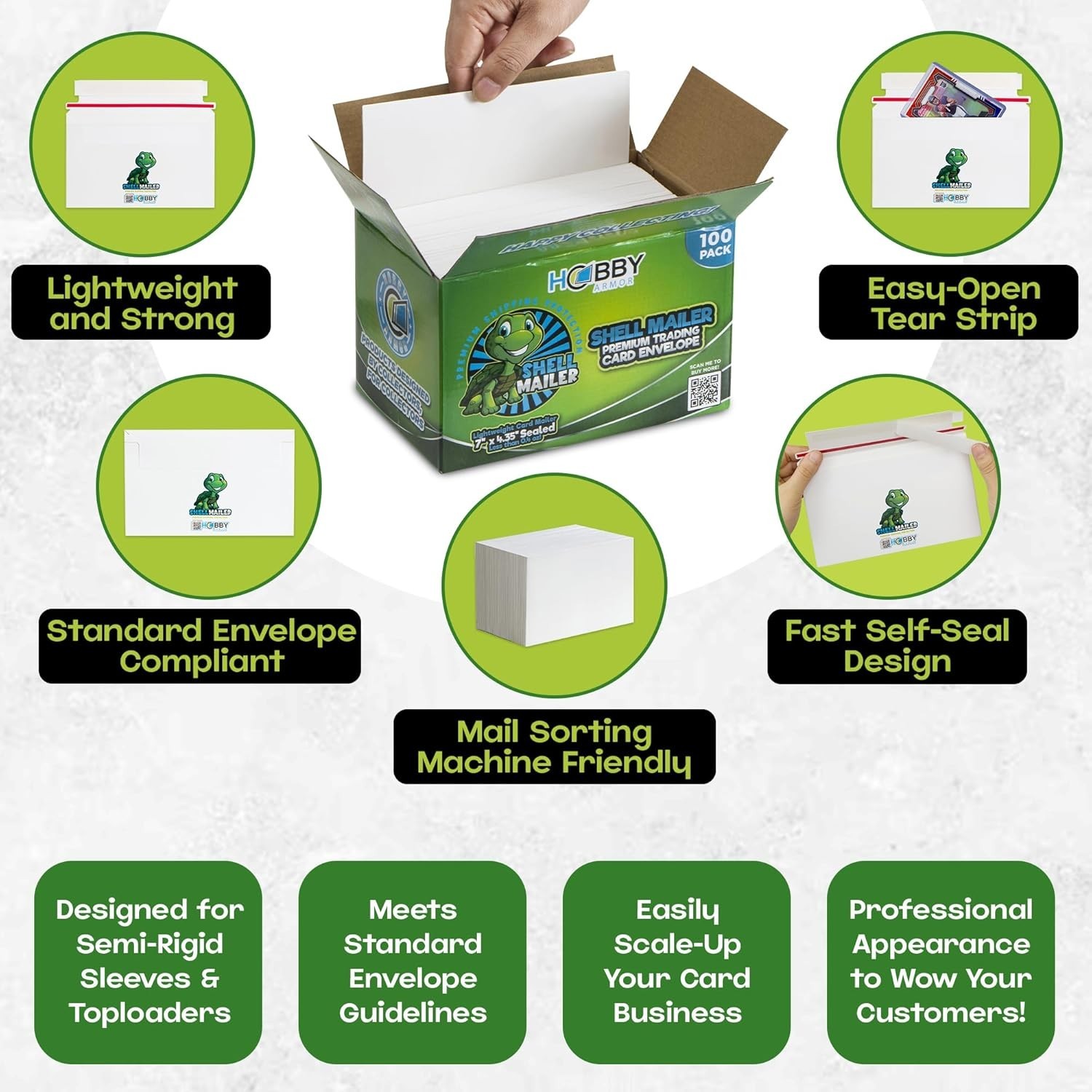 100 Pack Trading Card Mailers Cardboard Shipping Envelopes for Toploaders